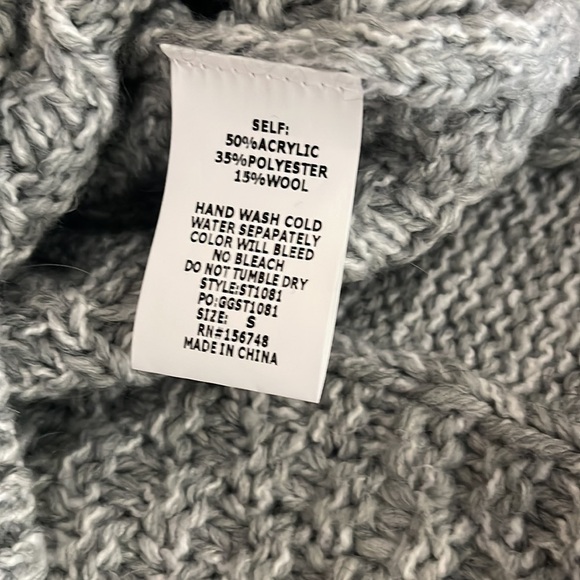𝅺Racheal Wool Blend Turtle Neck Chunky Cable Knit Gray Sweater Women’s S - Picture 8 of 8